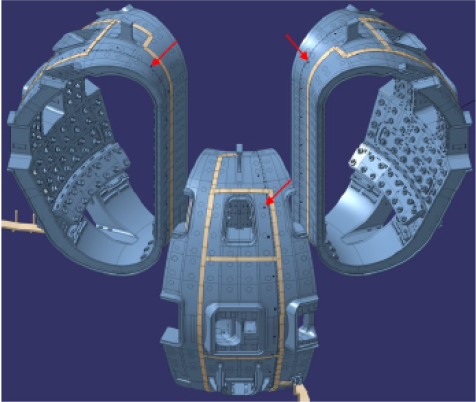 CAD model of vacuum vessel sector #2, #5 and #8